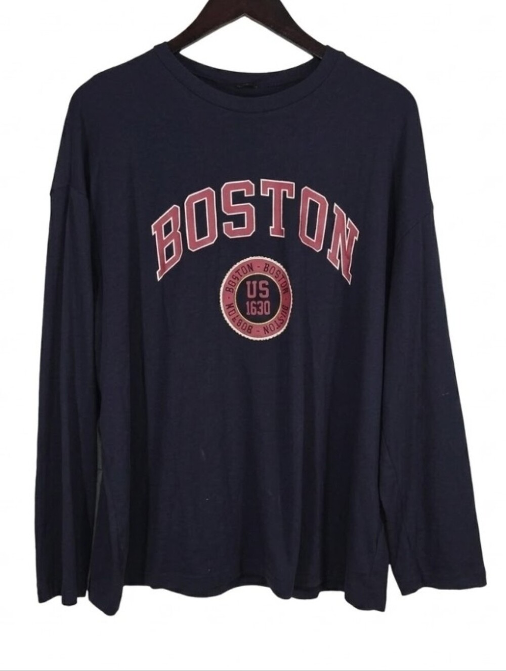 SHEIN Boston Navy long sleeve tee